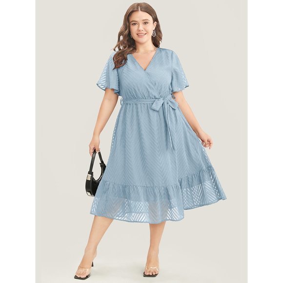 BloomChic Dresses & Skirts - BloomChic Light Blue Wrap Midi Dress